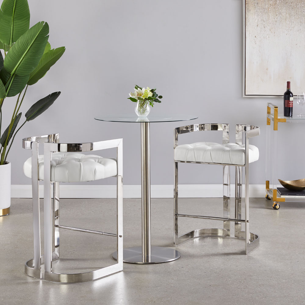Majestic Counter Chair: White Leatherette